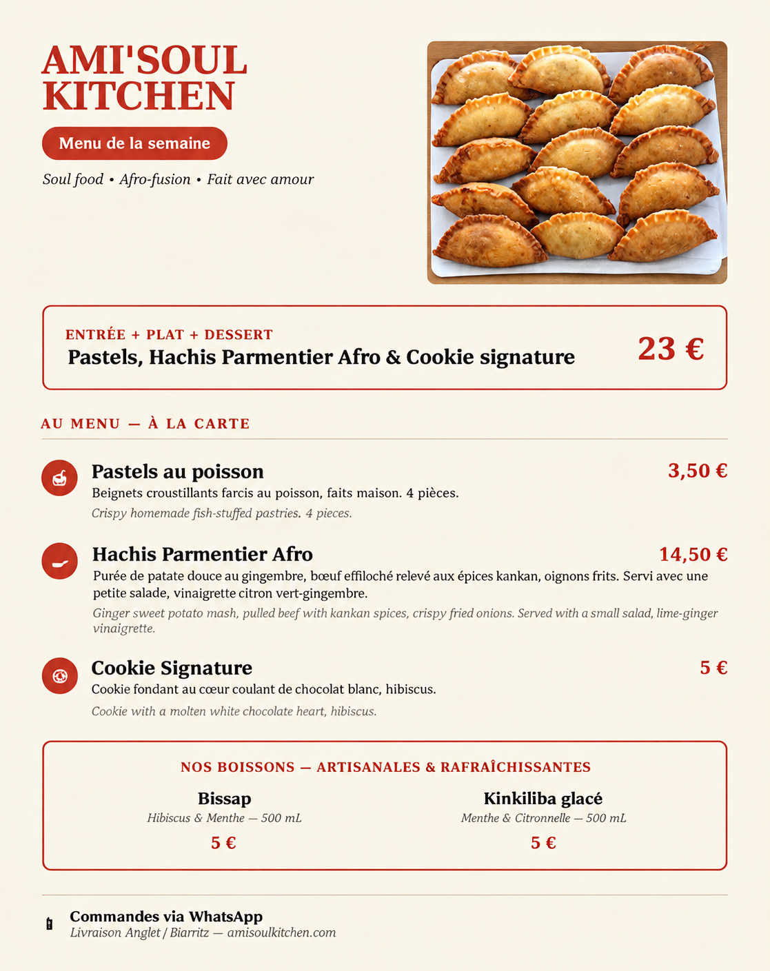 Menu de la semaine – Ami'Soul Kitchen